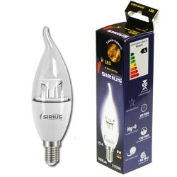 Лампа светодиодная LED 1-LS-1205 6w 2700K E14 C37 SIRIUS